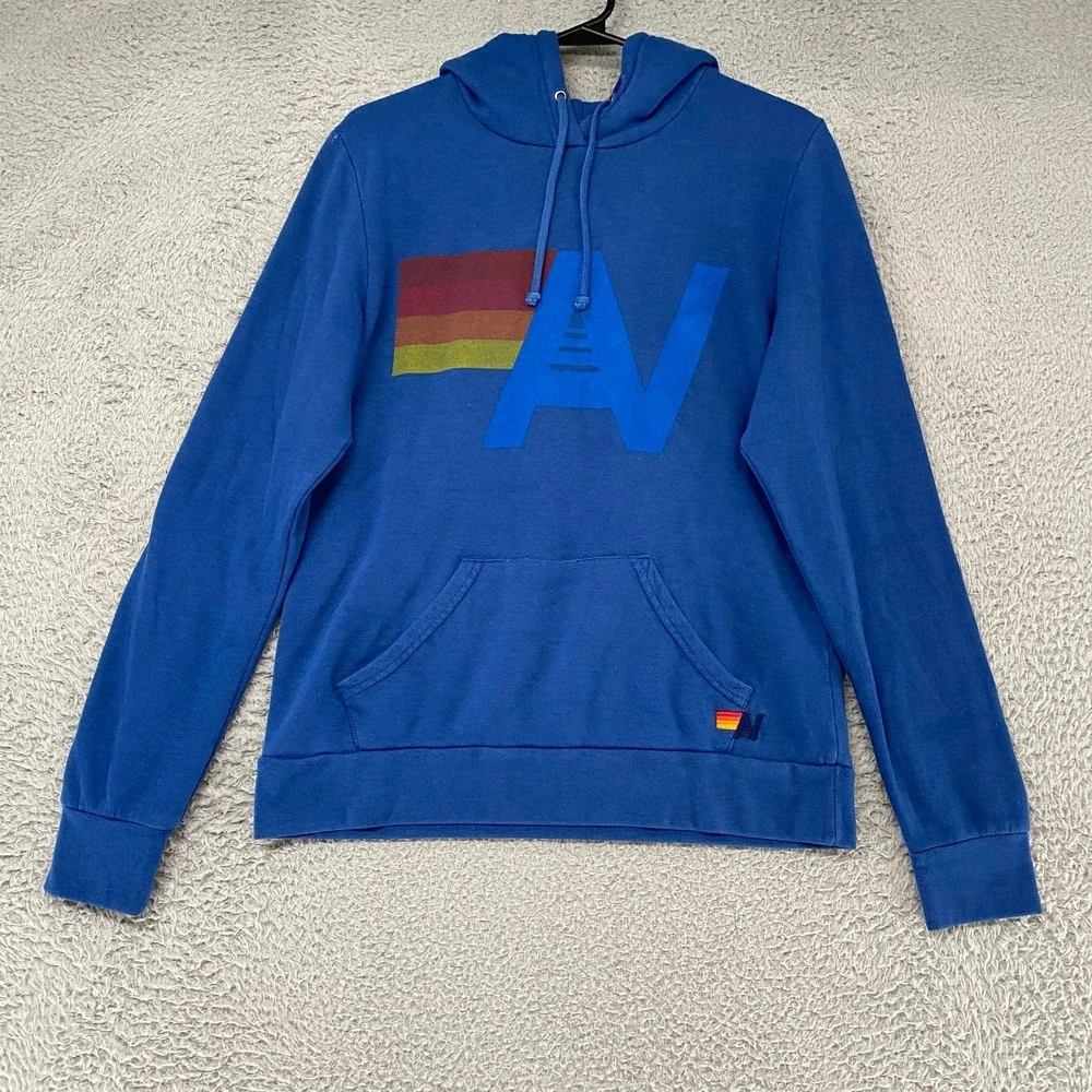Aviator Nation Logo Hoodie Womens Medium Rainbow Logo Fleece Pullover USA Made